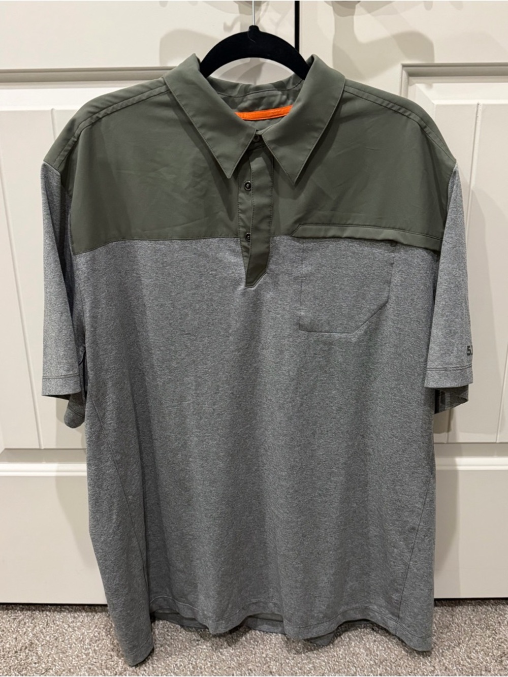 5.11 Tactical Two-Tone Polo in Olive & Gray with Orange Trim